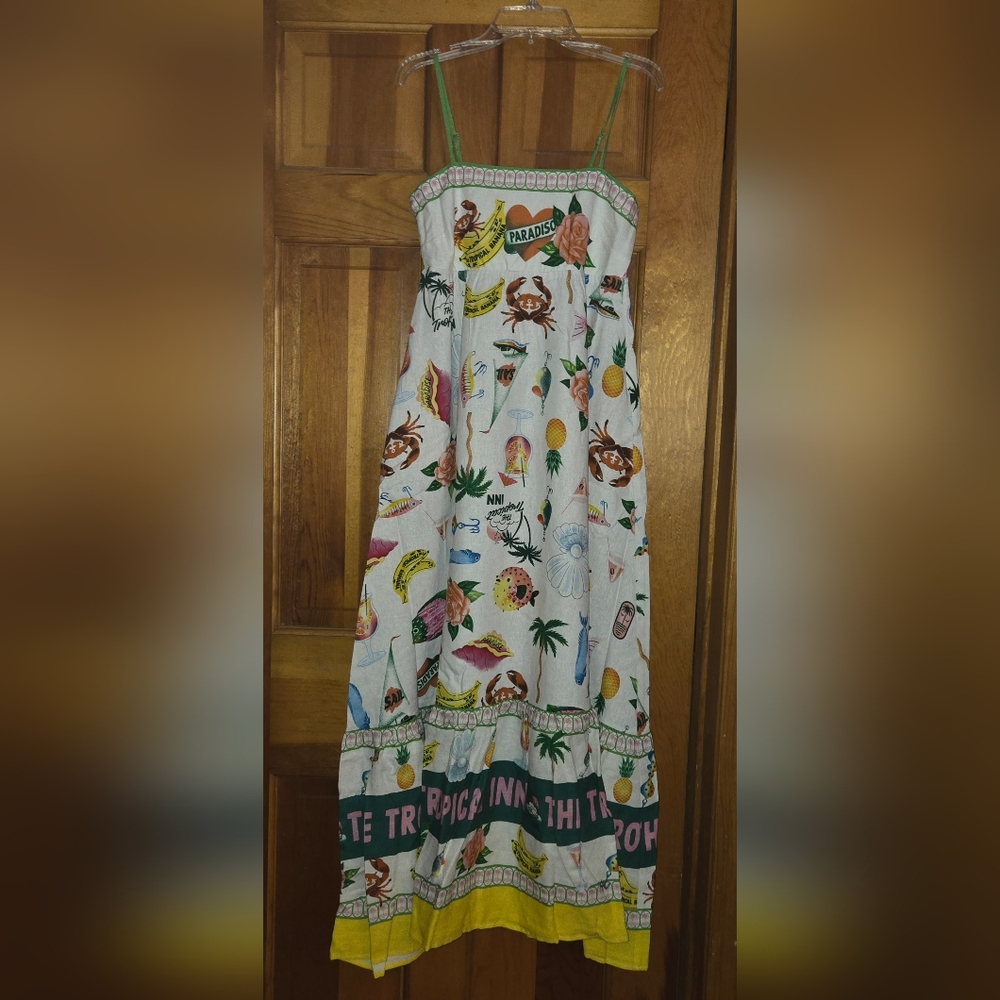 Maison D'Amelie Maxi Dress W/ Pockets Tropical Boho Coastal Beach Resort XS NWT - Picture 3 of 7